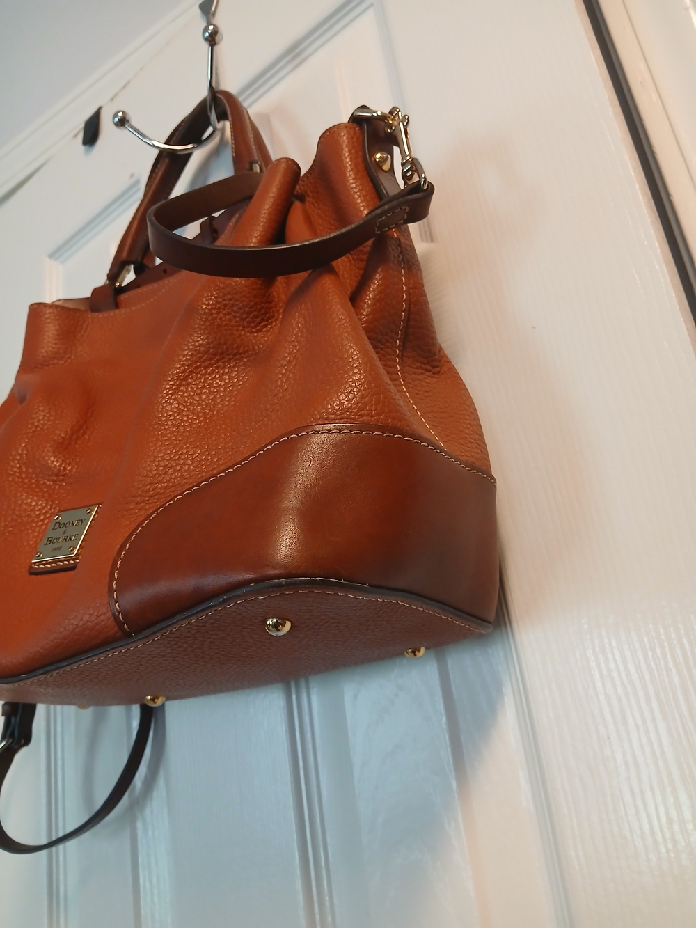 Dooney & Bourke Pebble Leather Satchel in Cognac Brown - Picture 3 of 11